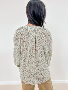 Ditsy Floral Balloon Sleeve Top