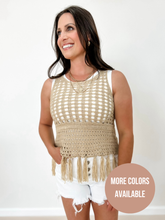 Load image into Gallery viewer, Crochet Knit Fringe Hem Tank Top