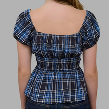Load image into Gallery viewer, Plaid Bow Peplum Blouse