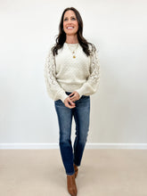 Load image into Gallery viewer, Mixed Pointelle Puff Sleeve Sweater