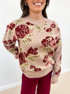 Floral Print Knit Sweater