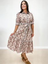 Load image into Gallery viewer, Collared Puff Sleeve Midi Dress