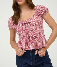 Load image into Gallery viewer, Gingham Bow Detail Top