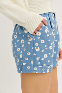 Floral Print Denim Shorts