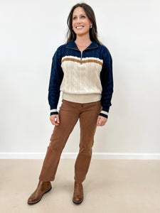 Cable Knit Half Zip Sweater