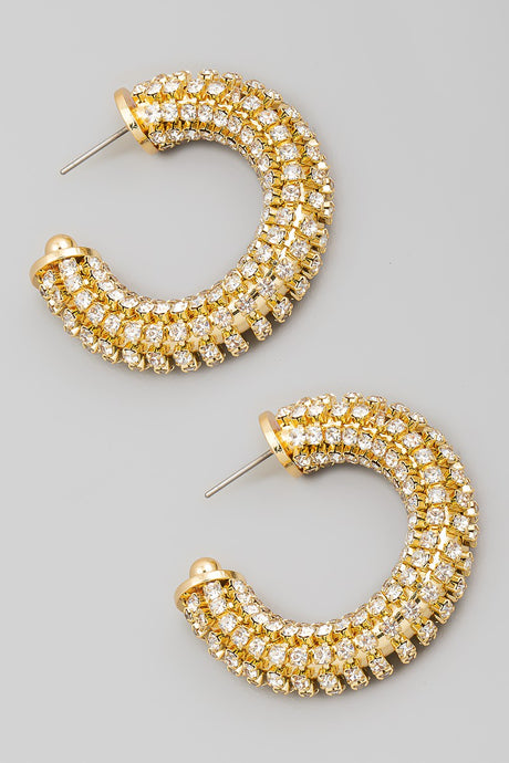 Rhinestone Studded Hoop Earrings (2 Colors Available)