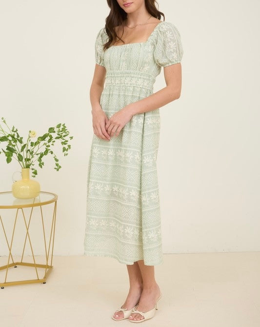 Floral Embroidery Maxi Dress