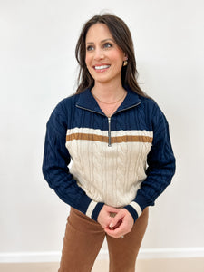 Cable Knit Half Zip Sweater