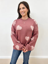 Load image into Gallery viewer, Drop Shoulder Heart Sweater