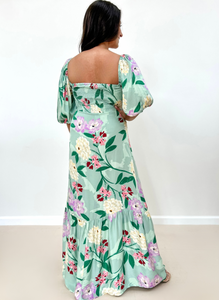 Button Down Puff Sleeve Maxi Dress