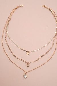 Multi Layer Heart Charm Necklace