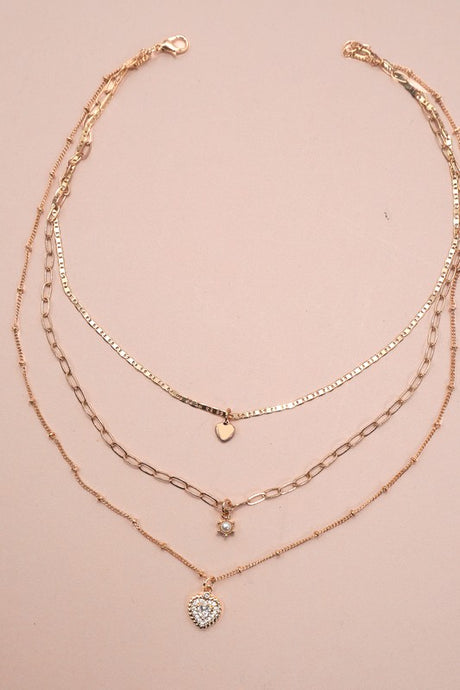 Multi Layer Heart Charm Necklace