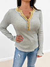 Load image into Gallery viewer, Distress Wash Thermal Henley Top