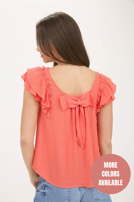 Ruffle and Bow Detail Top