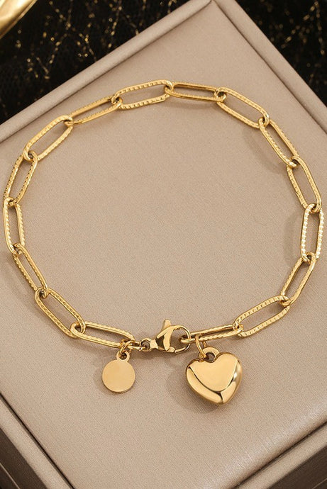 Link Bracelet with Heart Charm