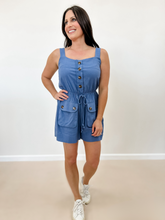 Load image into Gallery viewer, Button Down Drawstring Romper