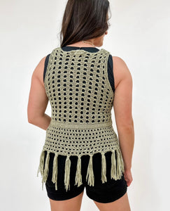 Crochet Knit Fringe Hem Tank Top