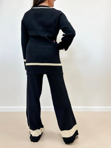 Contrast Trim Sweater & Pants Set