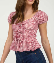 Load image into Gallery viewer, Gingham Bow Detail Top