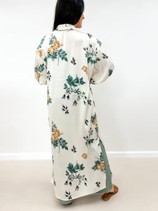 Satin Floral Open Duster