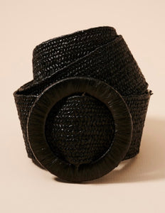 Wide Circle Buckle Straw Belt (3 Colors Available)