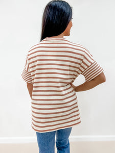 Waffle Knit Striped Top