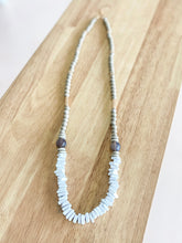 Load image into Gallery viewer, Wood Beaded Stone Necklace