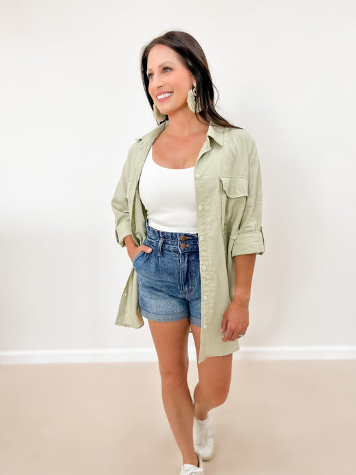 Linen Button Up Top (2 Colors Available)