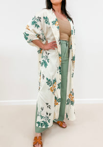 Satin Floral Open Duster