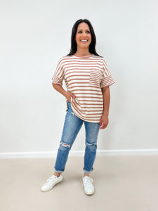 Waffle Knit Striped Top