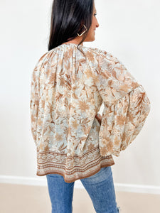 Floral Balloon Sleeve Blouse