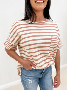 Waffle Knit Striped Top