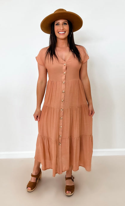 Sienna Faux Button Down Midi Dress