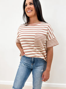 Waffle Knit Striped Top