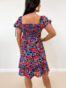 Floral Sweetheart Neck Mini Dress