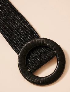 Wide Circle Buckle Straw Belt (3 Colors Available)