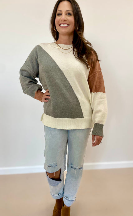 Asymmetrical Colorblock Pullover (2 Colors Available)