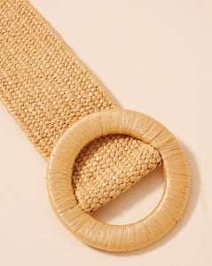 Wide Circle Buckle Straw Belt (3 Colors Available)