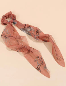 Floral Print Hair Scarf Scrunchie (3 Colors Available)