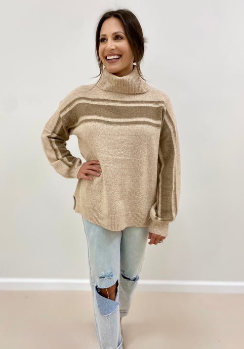 Turtleneck Sweater with Stripe