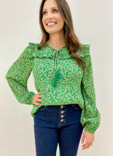 Load image into Gallery viewer, Ruffle Tassel Tie Blouse