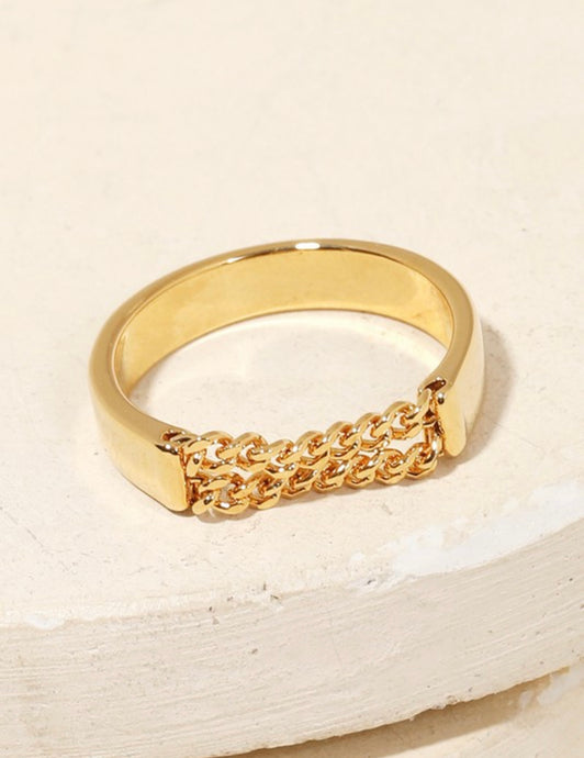 Double Chain Strand Band Ring