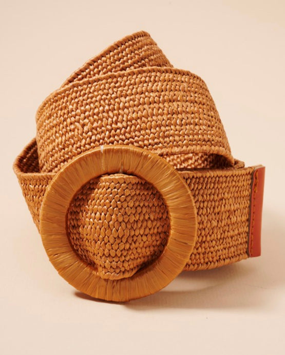 Wide Circle Buckle Straw Belt (3 Colors Available)