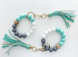 Rubber Beaded Key Ring Bracelet