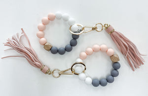 Rubber Beaded Key Ring Bracelet