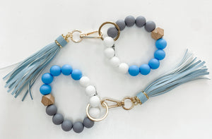 Rubber Beaded Key Ring Bracelet