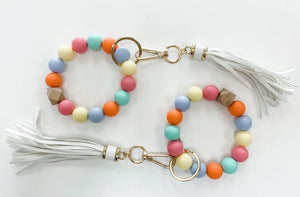 Rubber Beaded Key Ring Bracelet